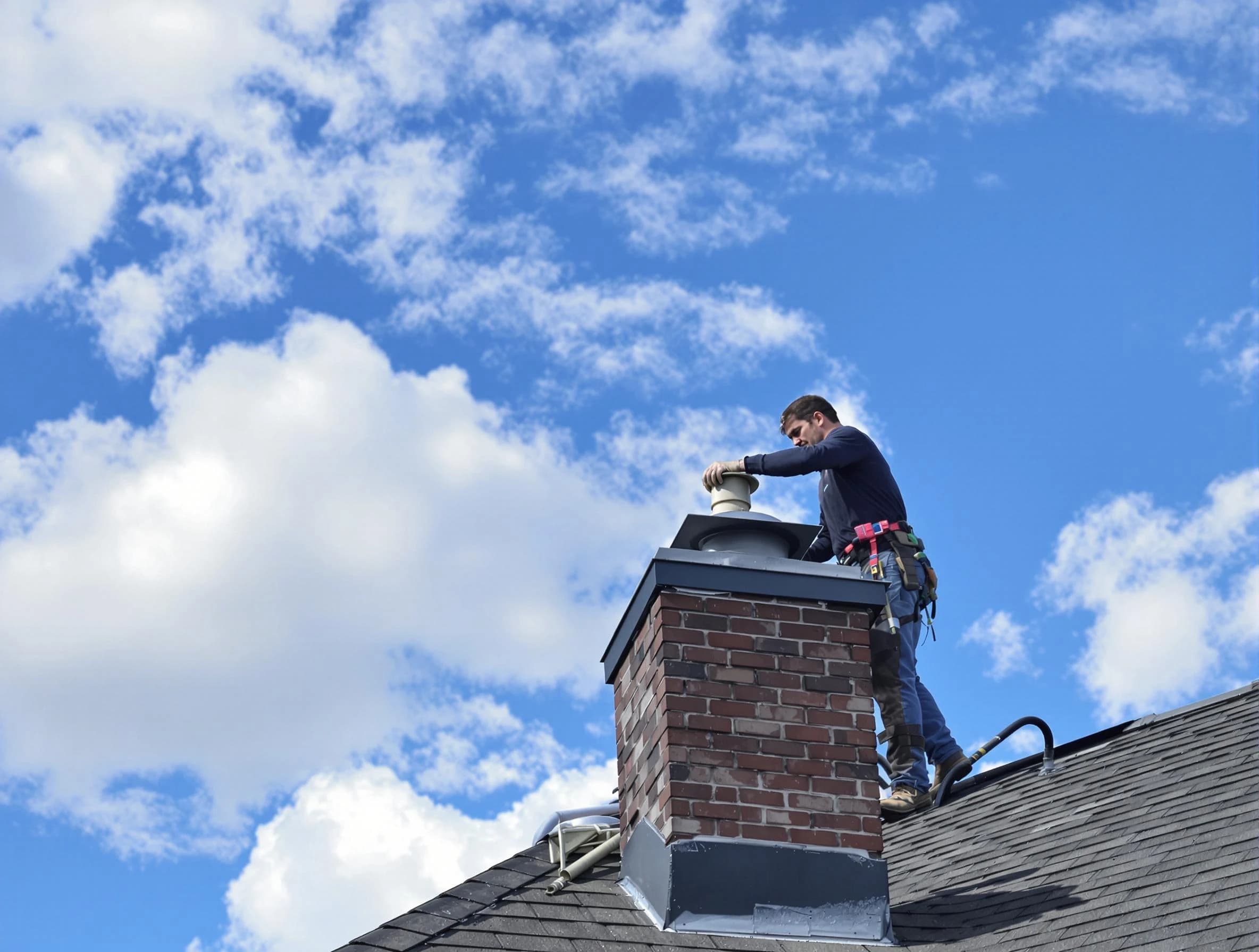 Hampton Chimney Sweep installing a sturdy chimney cap in Hampton, GA