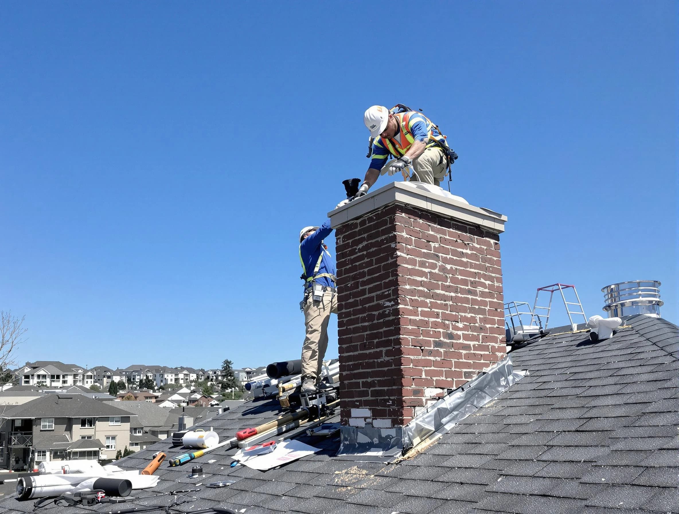 Hampton Chimney Sweep repairing a chimney crown in Hampton, GA