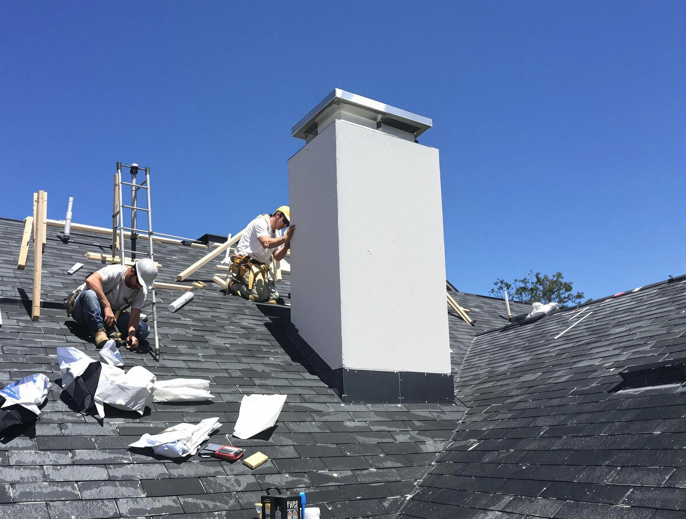 Hampton Chimney Sweep crew installing a new chimney in Hampton, GA