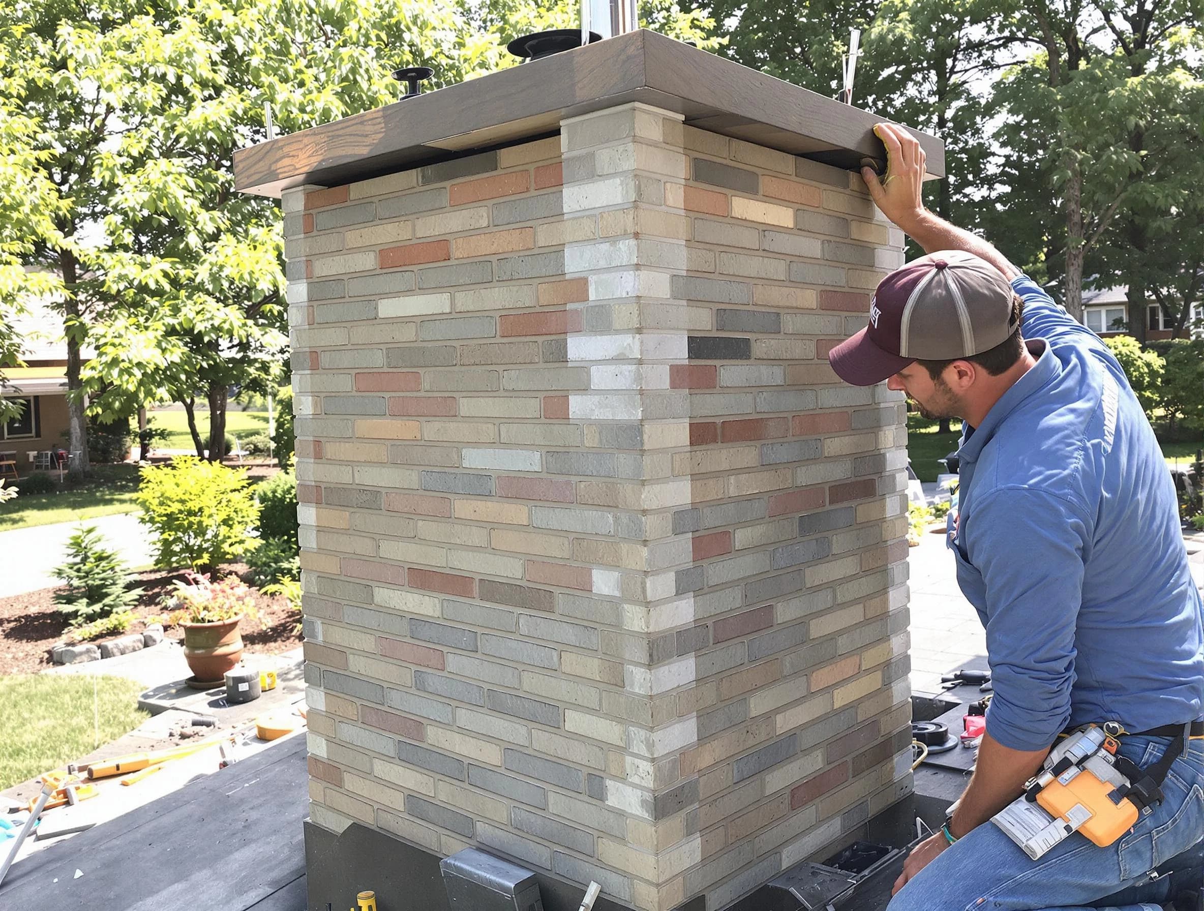 Hampton Chimney Sweep completing a modern chimney remodel in Hampton, GA
