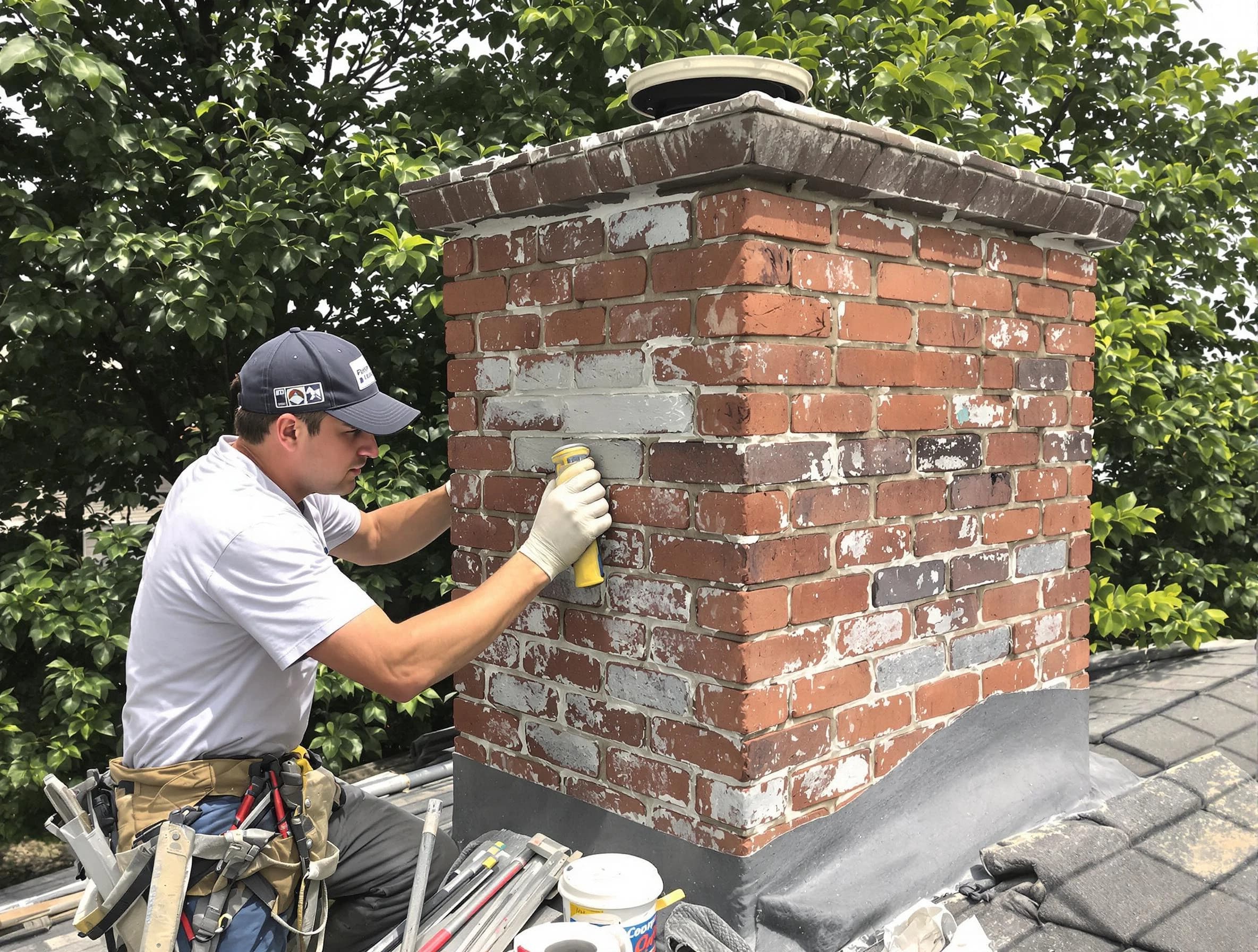 Hampton Chimney Sweep restoring an aging chimney in Hampton, GA
