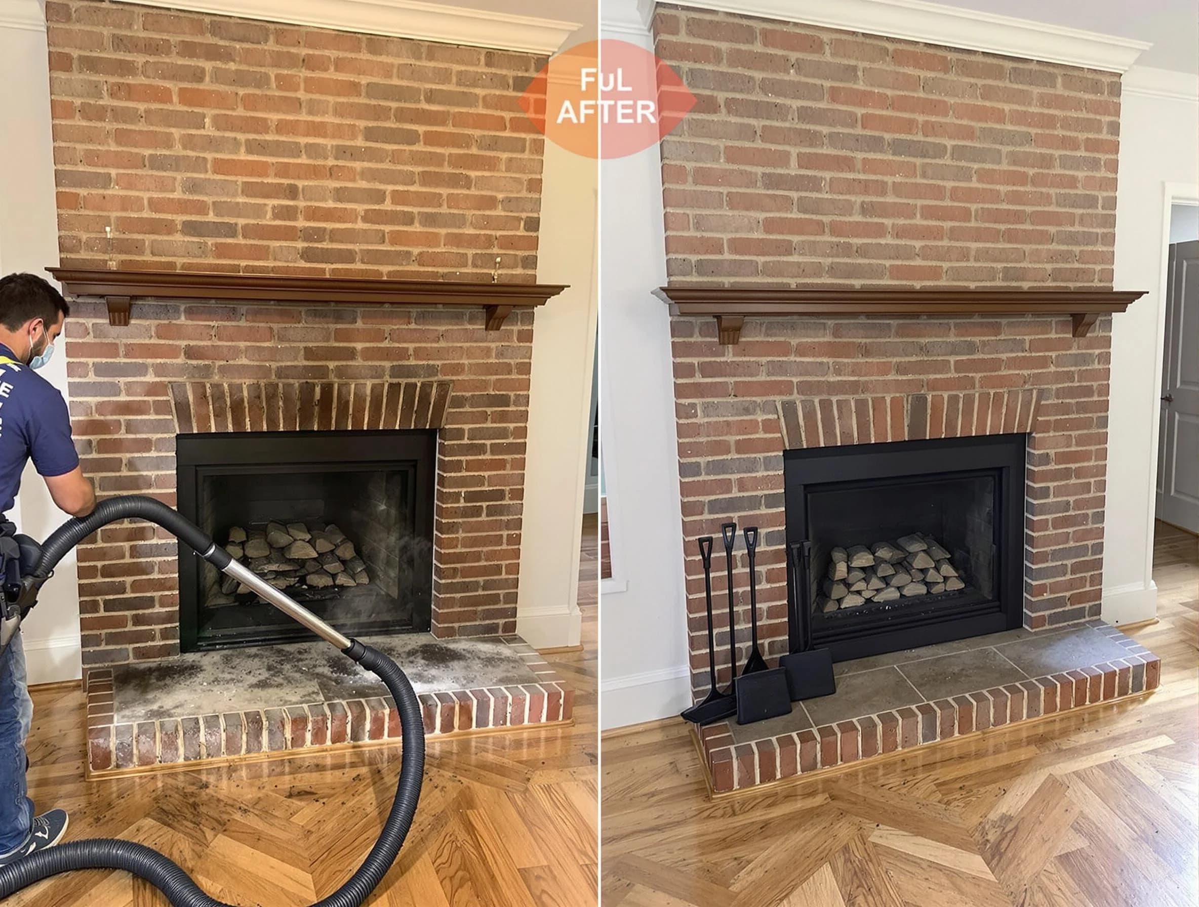 Hampton Chimney Sweep carefully sanitizing a fireplace in Hampton, GA