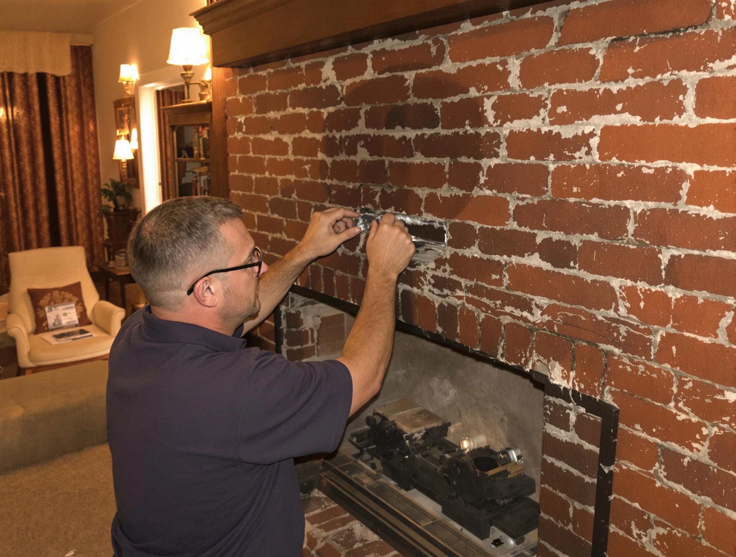 Hampton Chimney Sweep expert fixing a fireplace in Hampton, GA