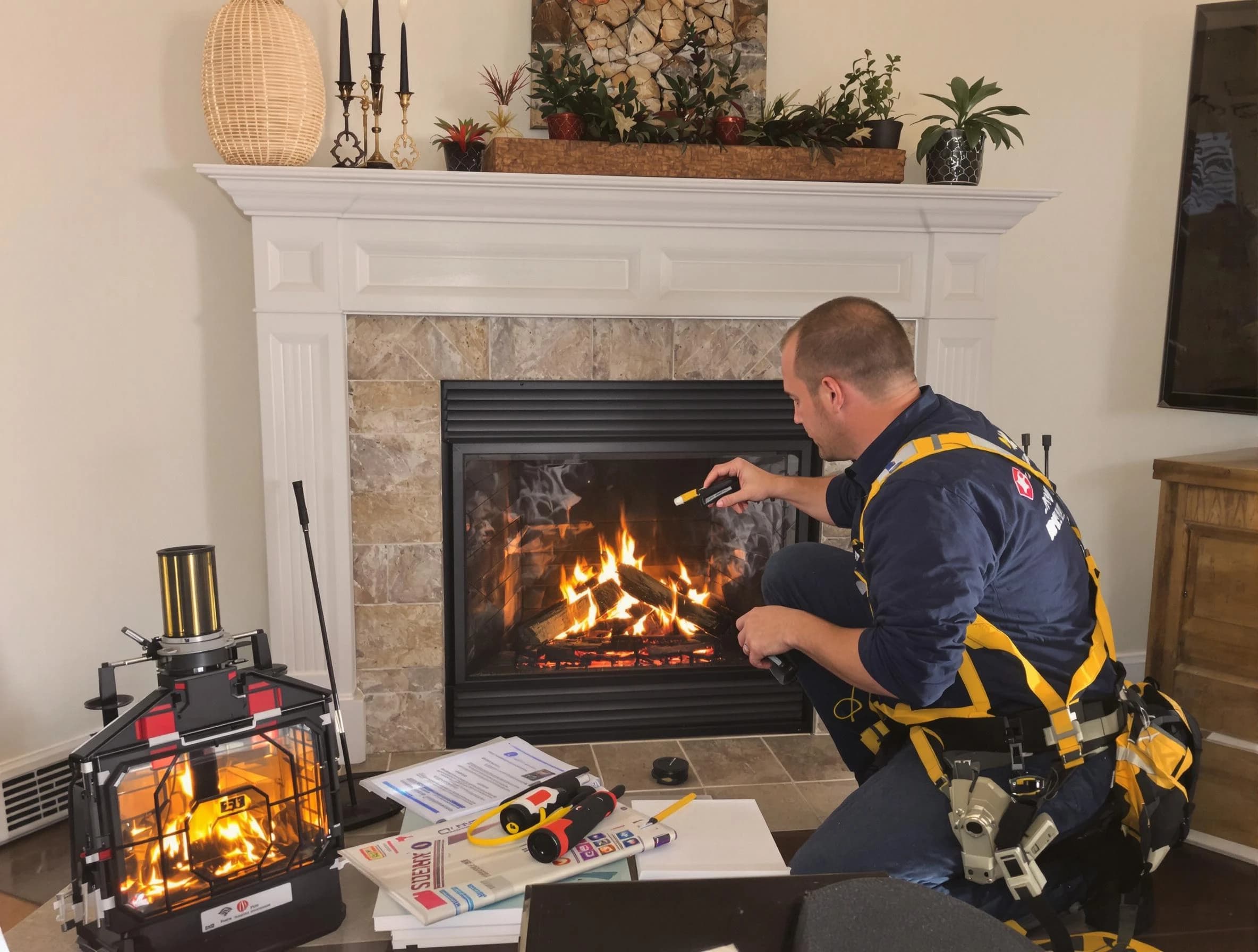 Safety-focused fireplace inspection by Hampton Chimney Sweep in Hampton, GA