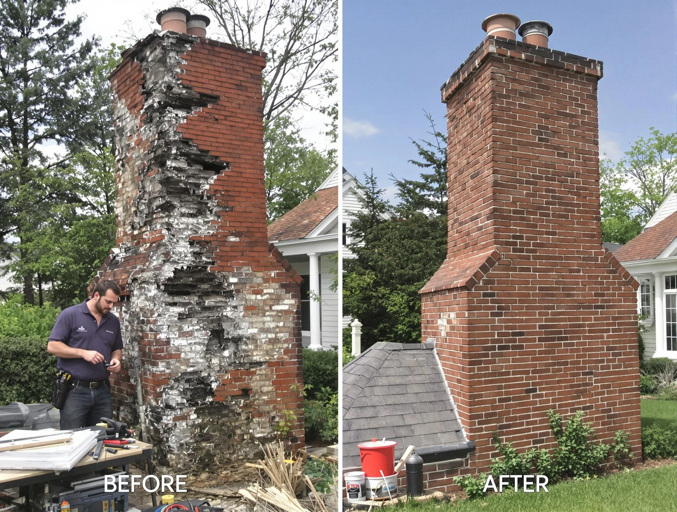 Hampton Chimney Sweep performing a full chimney restoration in Hampton, GA