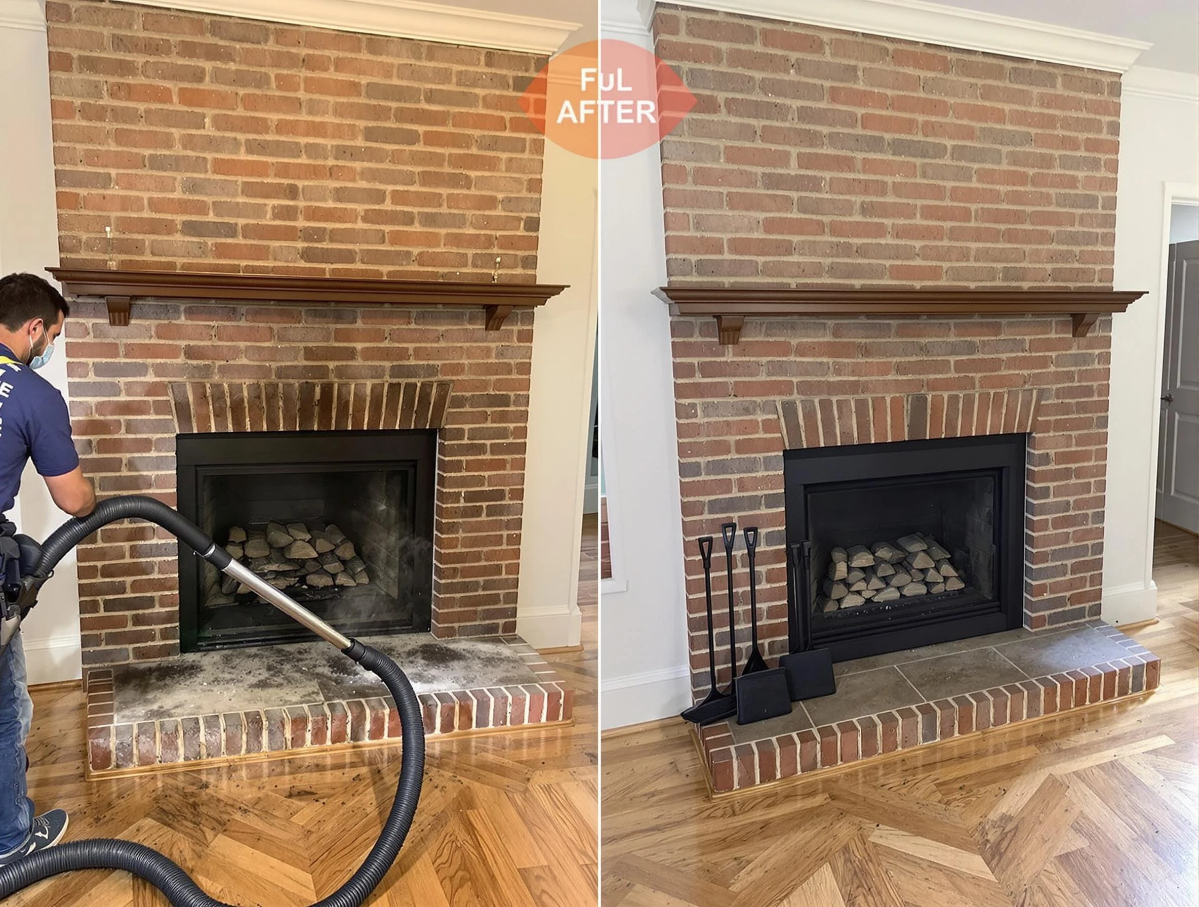 Hampton Chimney Sweep carefully sanitizing a fireplace in Hampton, GA
