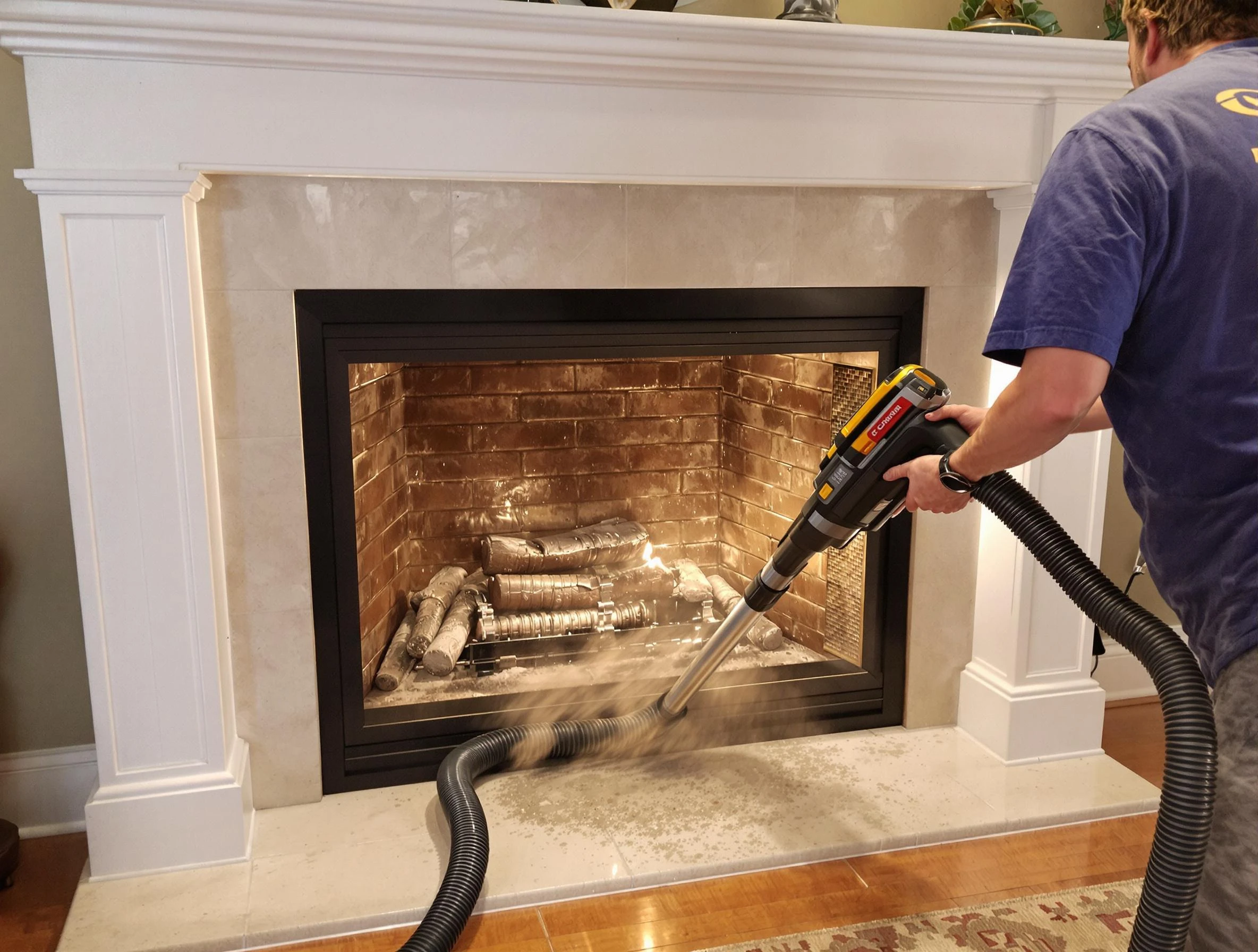 Fireplace cleaning performed by Hampton Chimney Sweep in Hampton, GA