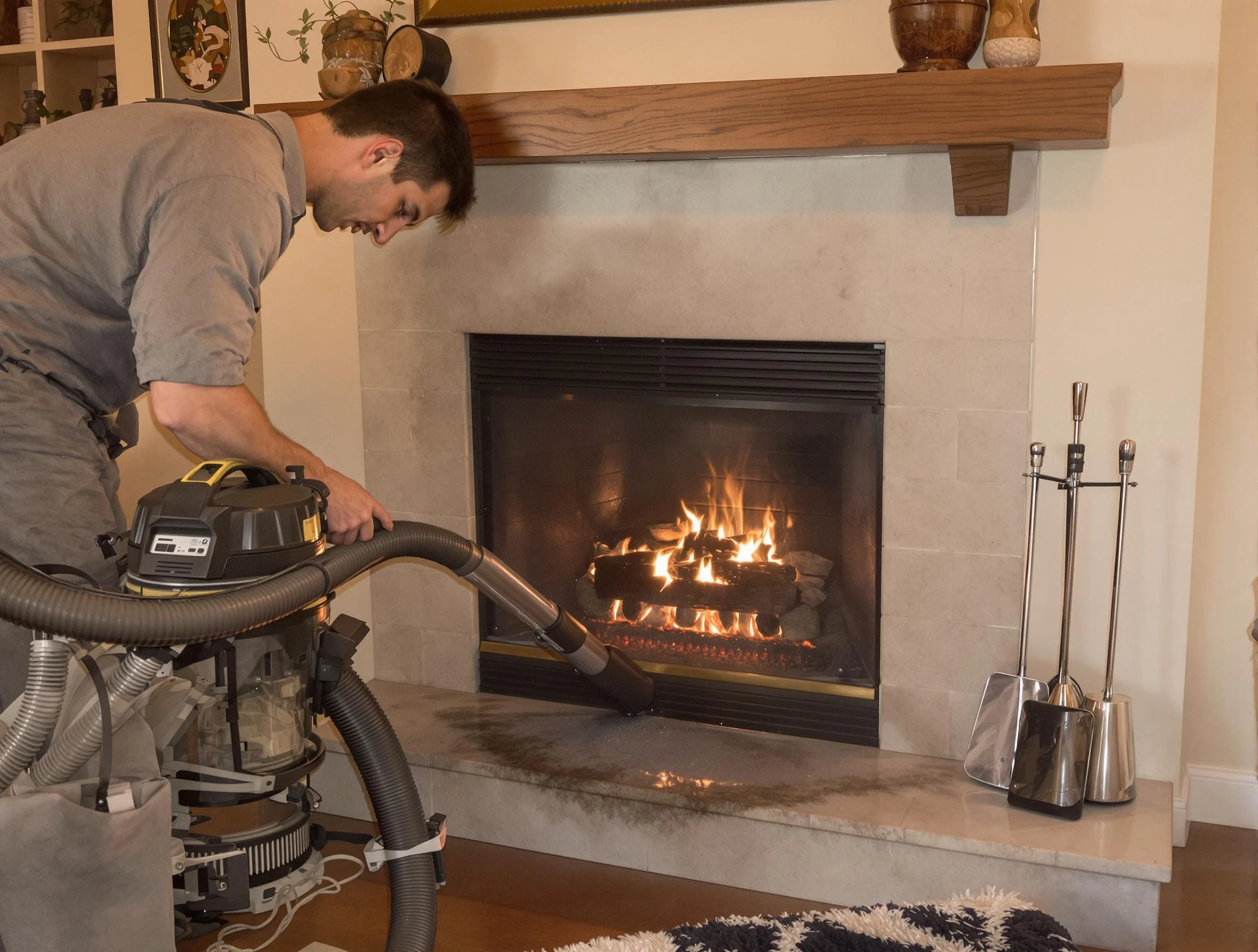 Routine fireplace upkeep by Hampton Chimney Sweep in Hampton, GA